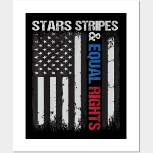 Feminist Stars Stripes Equal Rights Tee, Vintage American Flag Pro Choice Stars Stripes Equal Rights Posters and Art